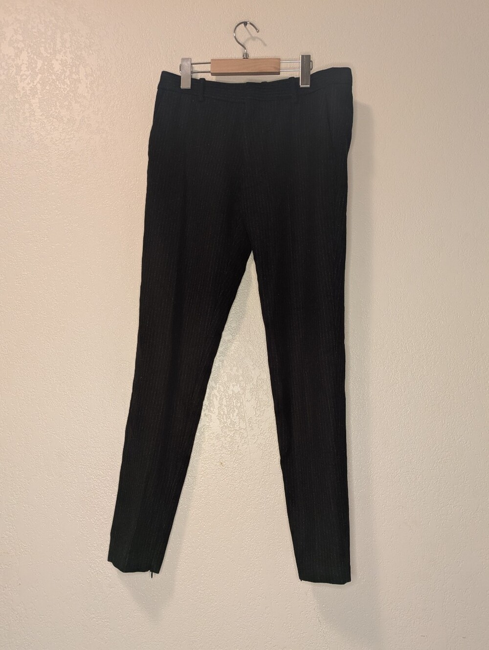 Uniqlo x Carine Roitfeld Wool Blend Chalk Pinstripe Ankle Zip Dress Pants Sz 4
